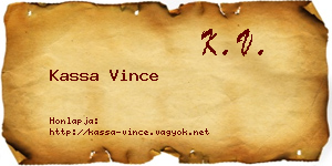 Kassa Vince névjegykártya